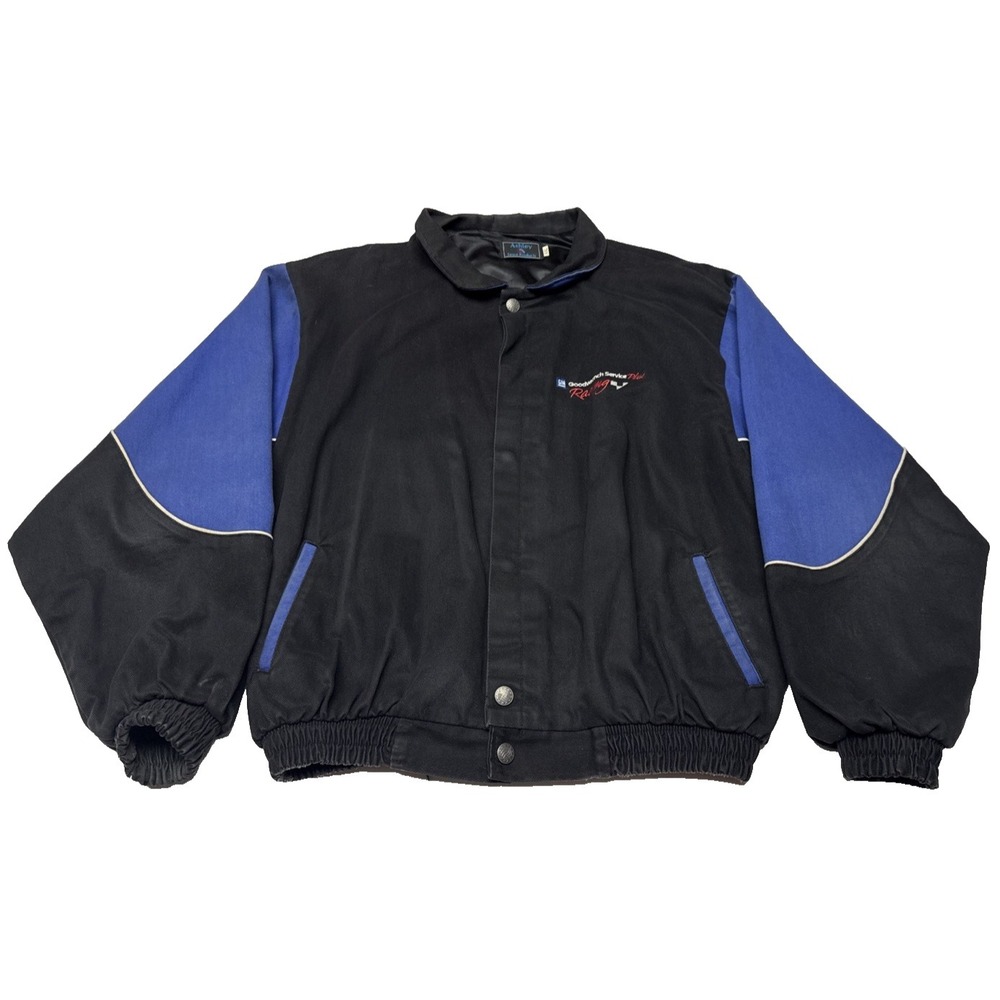 Ashley GM GoodWrench Service Plus‎ Racing Bomber Jacket Mens XXL Black Button